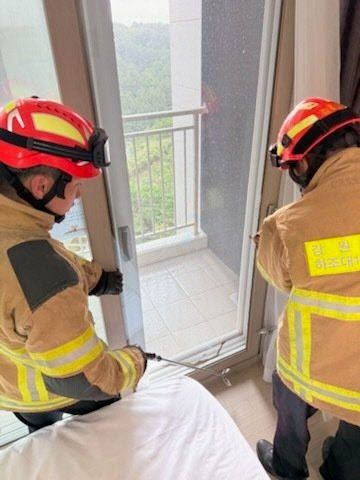 양양 한 호텔에서 발견된 비단뱀. (사진=강원도소방본부/뉴스1)