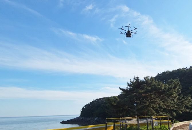 인천 덕적도 K-드론배송 장면. (사진=국토교통부)