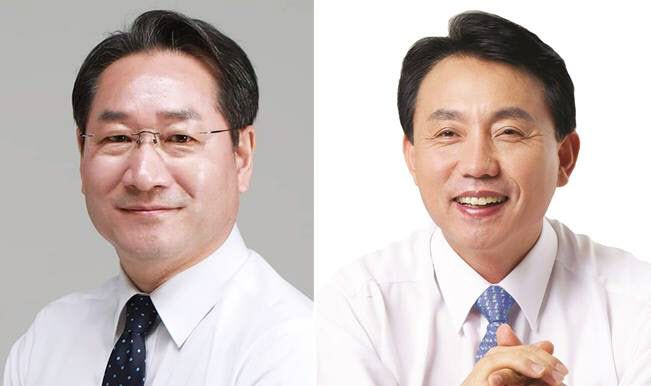 유정복(왼쪽) 인천시장과 윤환 계양구청장.