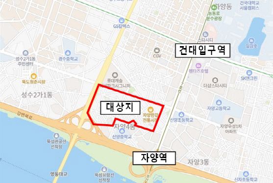 자양4동 A구역 주택정비형 재개발사업 위치도.(사진=광진구)