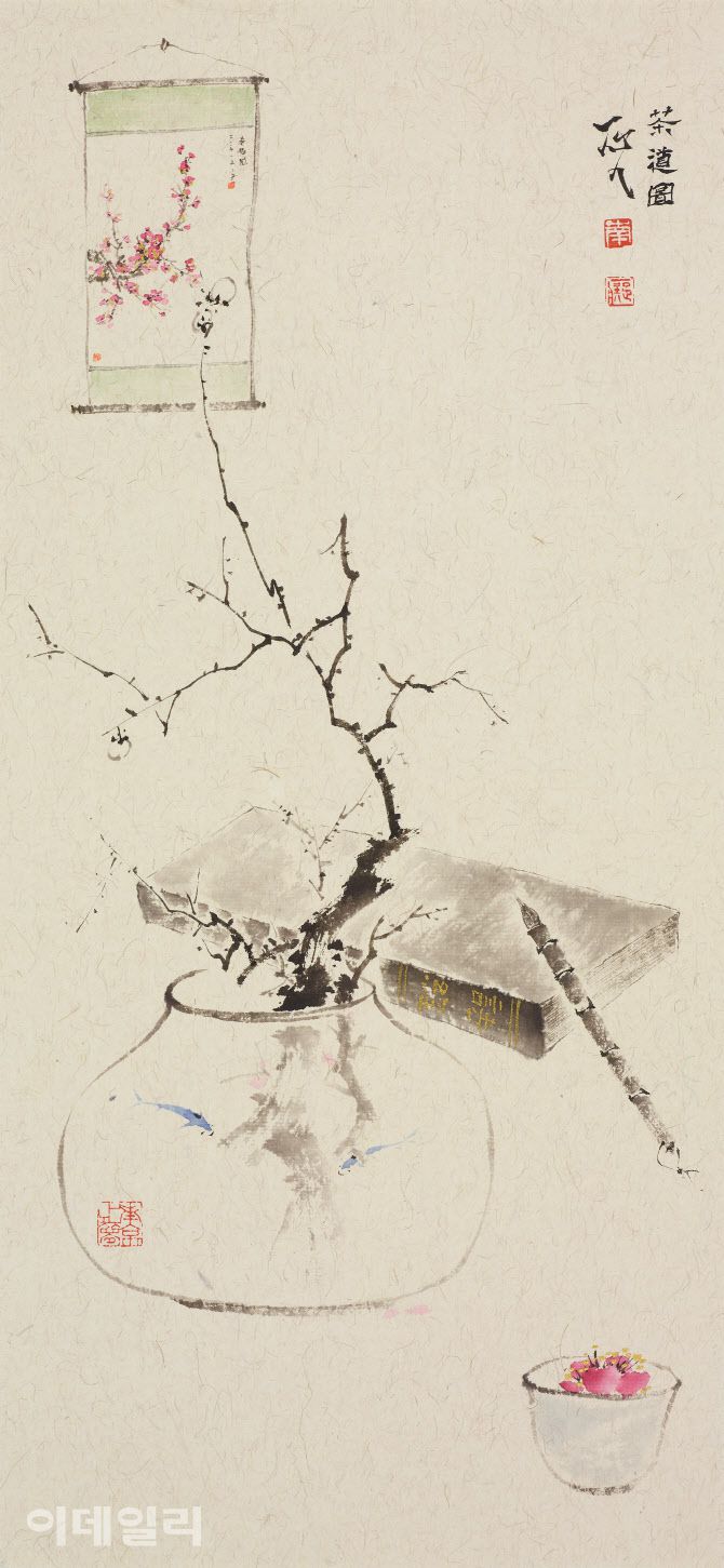 윤민찬 ‘차도도’( 2021), 화선지에 수묵담채·금분, 26.5×58㎝(사진=작가)