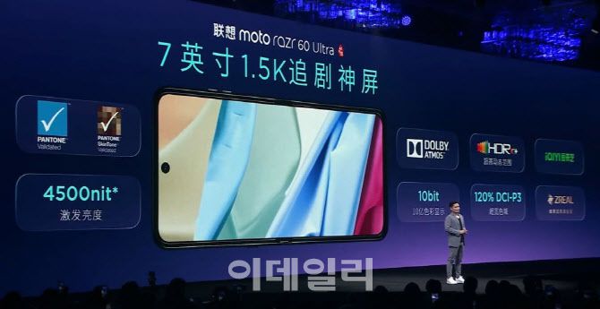 레노버의 최신 폴더블폰 ‘모토 레이저 60’의 신제품 발표 현장.(사진=TCL)