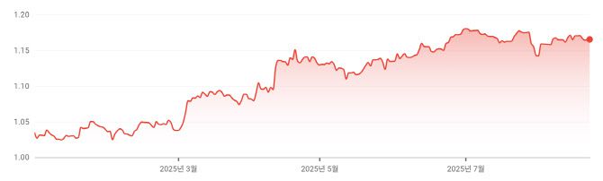 올해 유로·달러 환율 추이 (자료=구글)