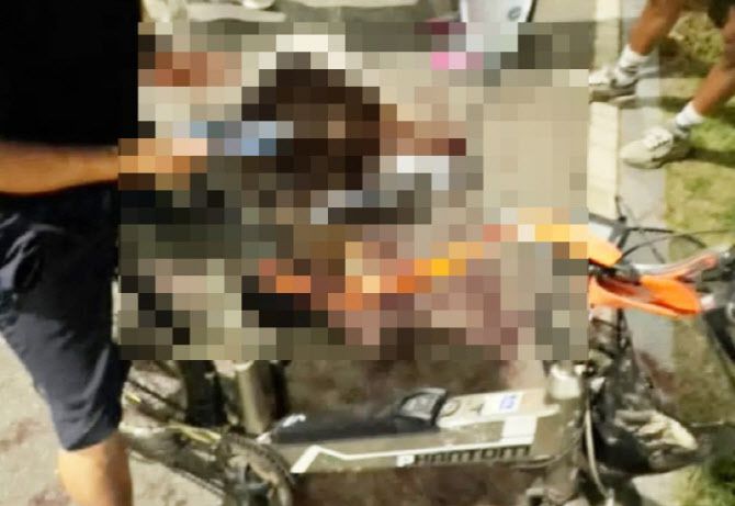 지난 22일 오후 7시 52분께 천안시 동남구 천안천 산책로에서 반려견인 보더콜리를 전기 자전거에 매달고 죽을 때까지 달리게 한 견주. (사진=연합뉴스)