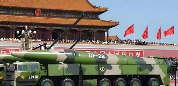 중국의 중거리 탄도미사일(IRBM) ‘둥펑-26’의 모습. (사진=중국 웨이보)