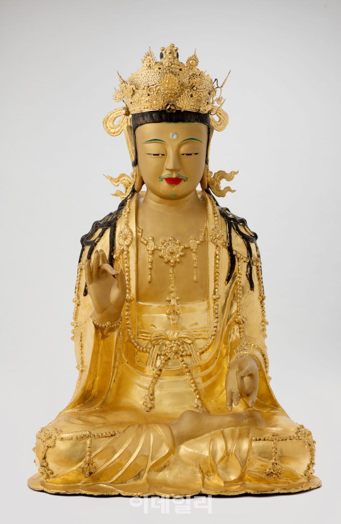 합천 해인사 금동관음지장보살좌상 및 복장유물. (사진=국가유산청)