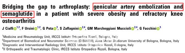 ‘인공관절 수술로 가는 간극을 메우다: 고도비만·난치성 무릎관절염 환자에서의 무릎 동맥 색전술과 세마글루타이드’라는 제목으로 게재된 임상 사례 보고. 색전술에 사용된 제품이 ‘넥스피어-F’다.(제공= 넥스트바이오메디컬)