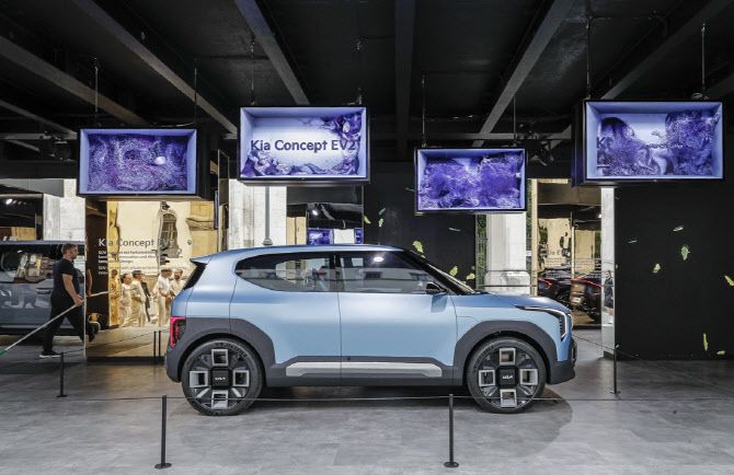 독일 뮌헨에서 열린 ‘IAA 모빌리티 2025’에 전시된 기아 전기차 콘셉트카 ‘콘셉트 EV2’ (사진=한국자동차기자협회)