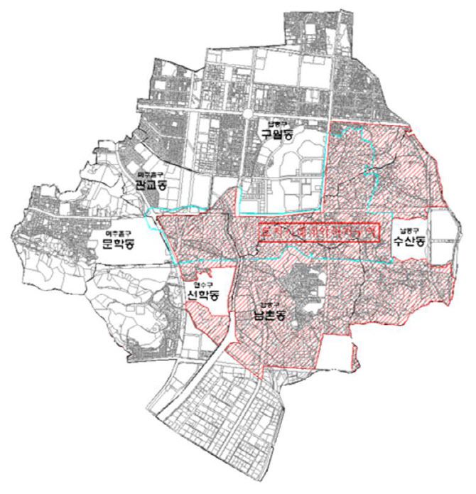 인천시가 재지정한 구월2 공공주택지구와 인근 지역 토지거래허가구역 5.43㎢ 위치도. (자료 = 인천시 제공)