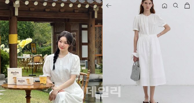 던스트의 흰 원피스를 착용한 김연아(왼쪽)과 모델이 착용한 모습 (사진=김연아 개인 인스타그램·던스트 홈페이지 캡처).jpg