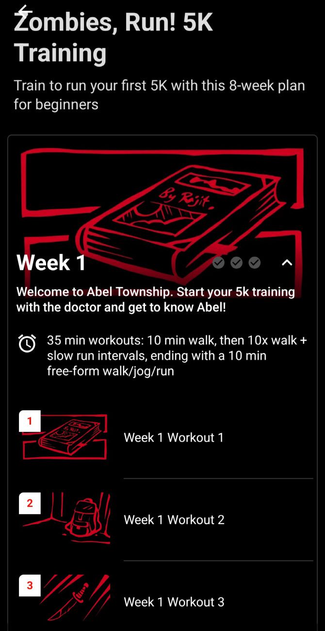 좀비런 앱은 다양한 러닝 프로그램을 제공하고 있다.(사진=좀비런 앱 캡처)