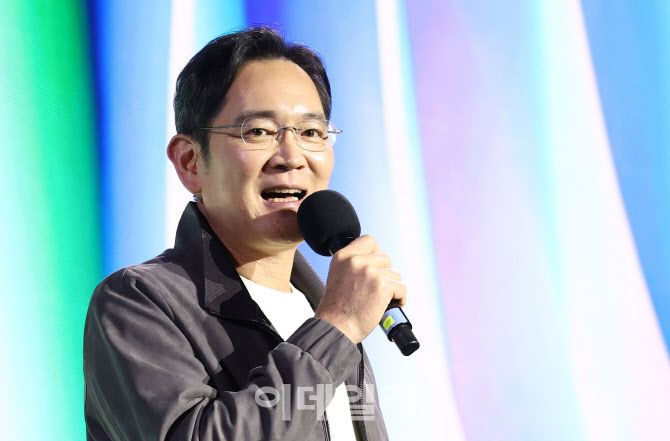 이재용 삼성전자 회장이 지난달 30일 오후 서울 강남구 코엑스 K-POP 광장에서 열린 지포스 게이머 페스티벌에서 발언하고 있다. (사진=김태형 기자)