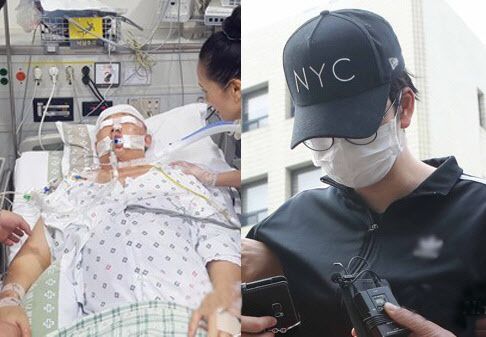 부산 해운대에서 만취한 운전자 박모(오른쪽) 씨가 몰던 차량에 치인 윤창호 씨가 지난 2018년 10월 8일 병원 중환자실에서 누워 있는 모습 (사진=연합뉴스)