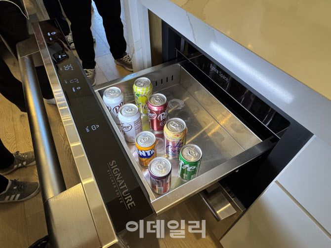 8일(현지시간) 미국 라스베이거스 스프링 밸리 포인테 커뮤니티에 위치한 고급 주택 주방 아일랜드 하부장에 LG전자 언더카운터 냉장·냉동고가 배치돼 있다.(사진=공지유 기자)