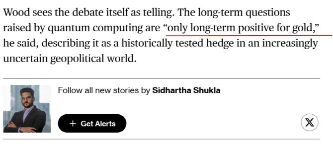 블룸버그는 비트코인이 주춤한 상황을 전한 뒤 금이 유일한 헤지 수단이라는 크리스토퍼 우드의 발언을 끝으로 기사를 끝맺었다. (사진=블룸버그)
