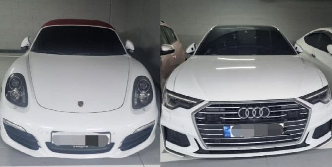 한 임대아파트 주차장에 즐비한 고가 차량들 (사진=사회관계망서비스)