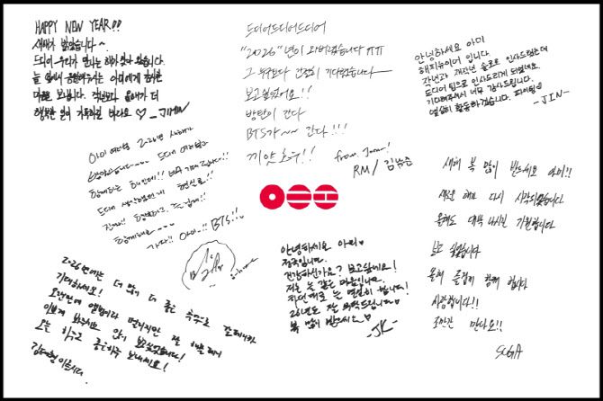 방탄소년단 멤버들이 컴백일을 발표하며 공개한 신년 편지(사진=빅히트뮤직)