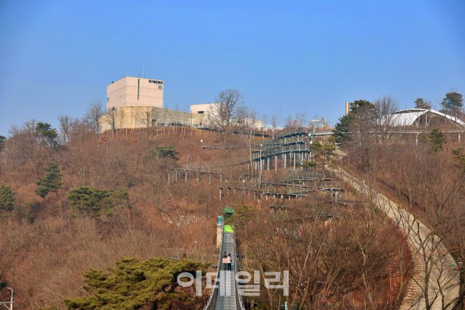 애기봉 전시관을 나와 애기봉 출렁다리와 크리스마스 트리를 닮은 텍을 지나야 애기봉 조강전망대로 이어진다.