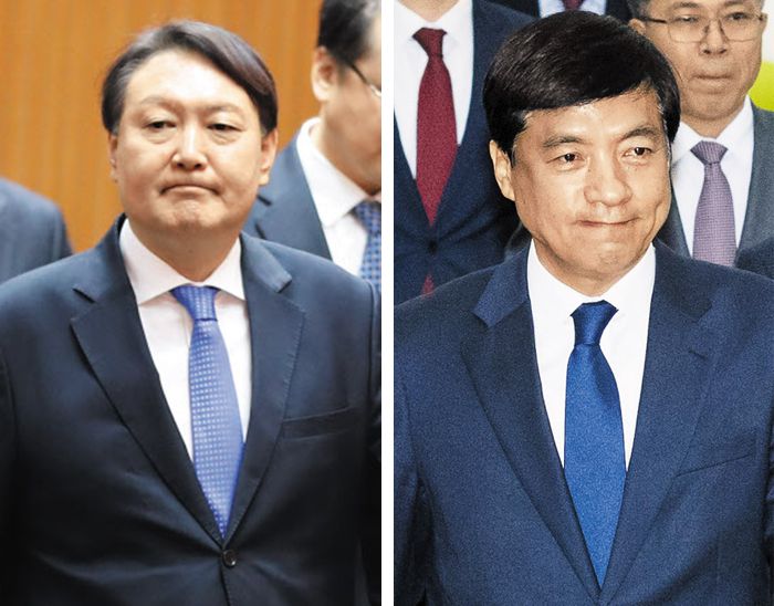 검찰 요직이 노골적인 친정권·호남 편중 인사로 채워지며 윤석열(왼쪽) 검찰총장과 이성윤 서울중앙지검장의 대결 구도가 심화할 전망이다. 사진은 지난해 10월 서울 서초구 대검찰청에서 열린 국정감사에 참석한 윤석열 검찰총장과 지난 1월 서초구 서울중앙지검에서 열린 취임식에 입장하고 있는 이성윤 서울중앙지검장. /김지호 기자