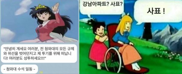 청와대 참모들을 비판하는 온라인 게시물들/온라인 캡처