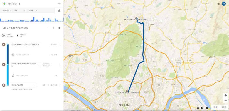 공익제보자 A씨가  2017년 6월23일 당시 자신이 당직 근무를 서지 않았다는 점을 입증하기위해 검찰에 제출한 위치 정보 자료/국민의힘 김도읍 의원실