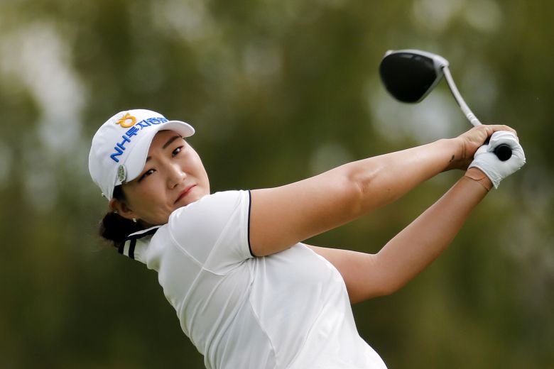 /AP연합뉴스 이미림이 미국여자프로골프(LPGA)투어 메이저 대회인 ANA인스퍼레이션 3라운드에서 강력한 드라이버 샷을 날리고 있다.