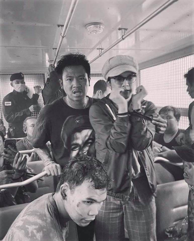 13일 오후 4시쯤(현지시간) 집회를 준비하던 중 임의 체포된 태국 시위자들. /5·18기념재단 제공