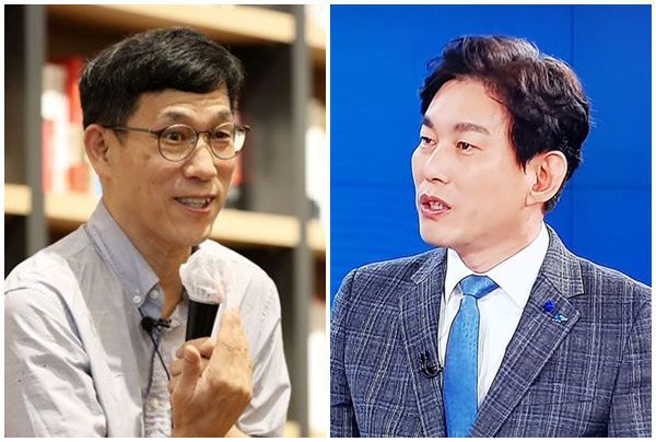 진중권(왼쪽) 전 동양대 교수와 그를 향해 "예형의 길을 가시렵니까?"란 논평을 낸 박진영 더불어민주당 부대변인. 참 가지가지 한다.