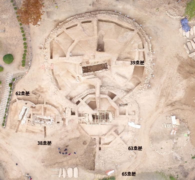 창녕 교동 63호분 및 주변 고분 전경.  /국립가야문화재연구소