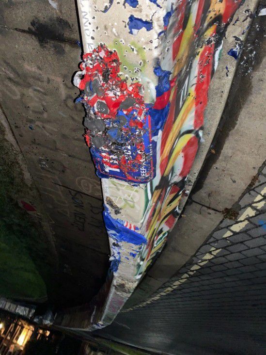 지난 1일 미 버지니아주 리치몬드 로버트 리 장군 동상 인근에서 반트럼프 시위대가 불태운 도널드 트럼프 대통령 선거 용품.  /트위터