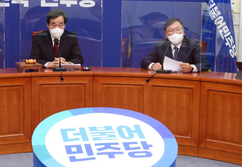 김태년 더불어민주당 원내대표가 6일 서울 여의도 국회에서 열린 당 최고위원회의에서 발언하고 있다. /국회사진기자단