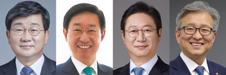전해철 행정안전부 장관, 박범계 법무부 장관 후보자, 황희 문화체육관광부 장관 후보자, 권칠승 중소벤처기업부 장관 후보자(왼쪽부터)