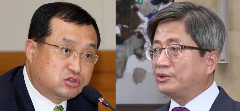 김명수 대법원장(오른쪽)과 임성근 부산고법 부장판사/연합뉴스