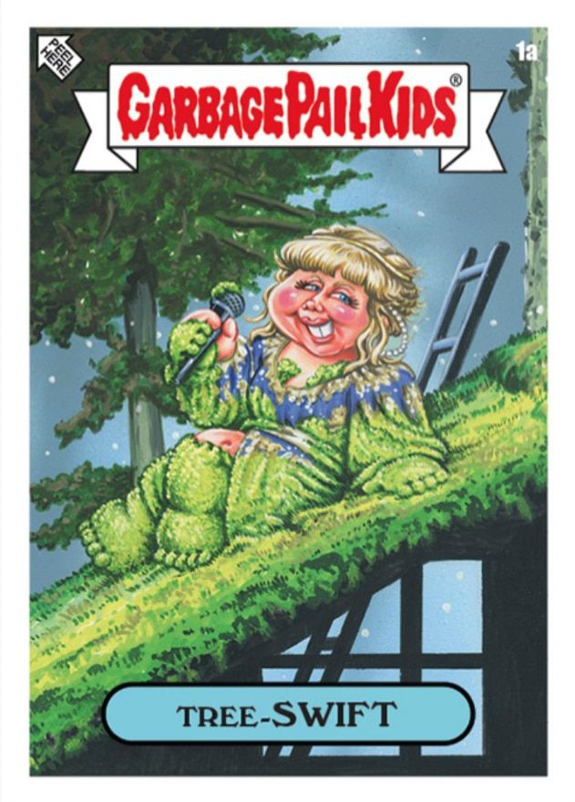 톱스의 스티커 카드 시리즈 '가비지 페일 키즈 섀미 어워즈'(Garbage Pail Kids SHAMMY Awards)에 표현된 테일러 스위프트의 모습. /topps