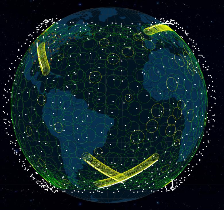 스타링크 위성과 원웹 위성의 궤도를 표시한 사진/ TJ_Coony 트위터