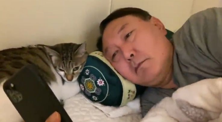 국민의힘 윤석열 전 검찰총장이 5일 반려묘 '나비'와 함께하는 모습이 담긴 동영상을 인스타그램에 올렸다. /인스타그램