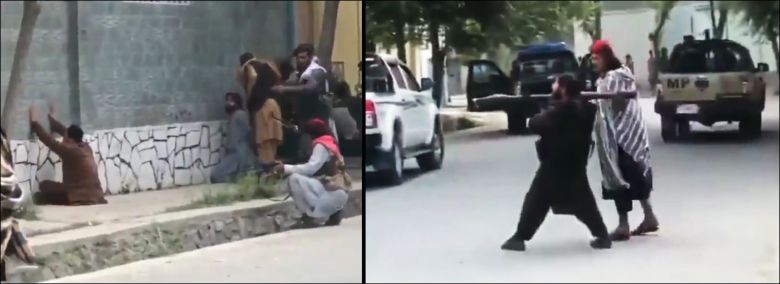 탈레반이 장악한  아프가니스탄 곳곳에서 무장한 탈레반이 민간인들을 공포속에 협박하고 테러하는 모습이 목격되는 가운데 18일 SNS에는 카불의 한 집을 가택수색하며 민간인들을 벽면에 세우고 대전차 유탄발사기와 소총등으로 협박하는 모습이 공개되었다./트위터