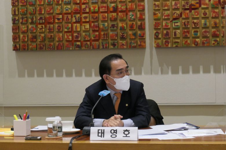 11일 주유엔대표부에서 국정감사 질의를 하는 국민의힘 태영호 의원, /유엔대표부