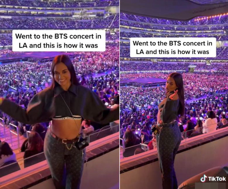 빅토리아 시크릿 패션쇼 '엔젤' 출신 모델 지젤리 올리베이라가 공개한 방탄소년단 콘서트 현장 모습. /틱톡