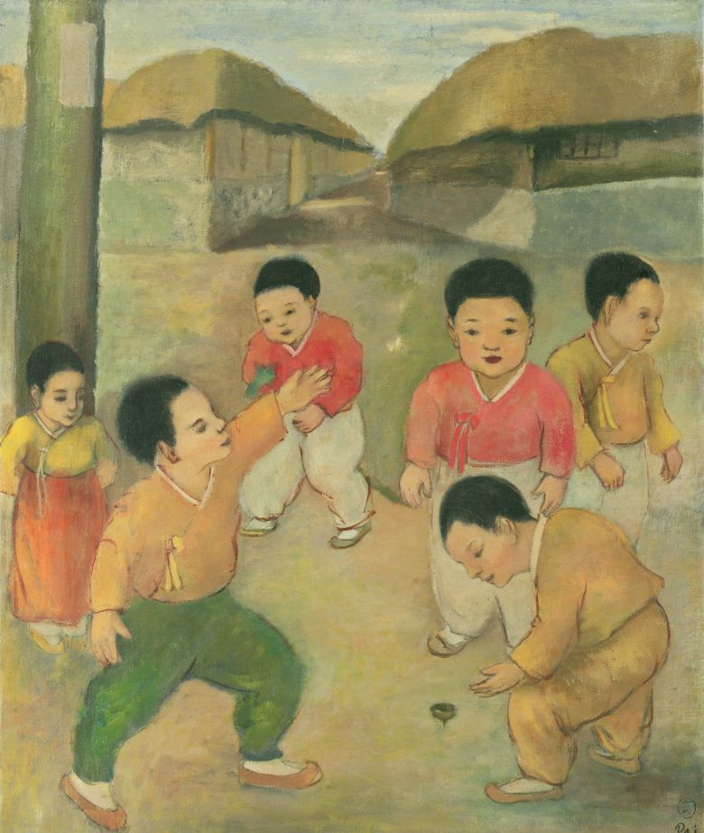 배운성의 ‘노는 아이들(팽이치기)’, 1930년대. /베를린 인류학박물관 제공 , Ethnologisches Museum, Staatliche Museen zu Berlin (사진 Martin Franken)