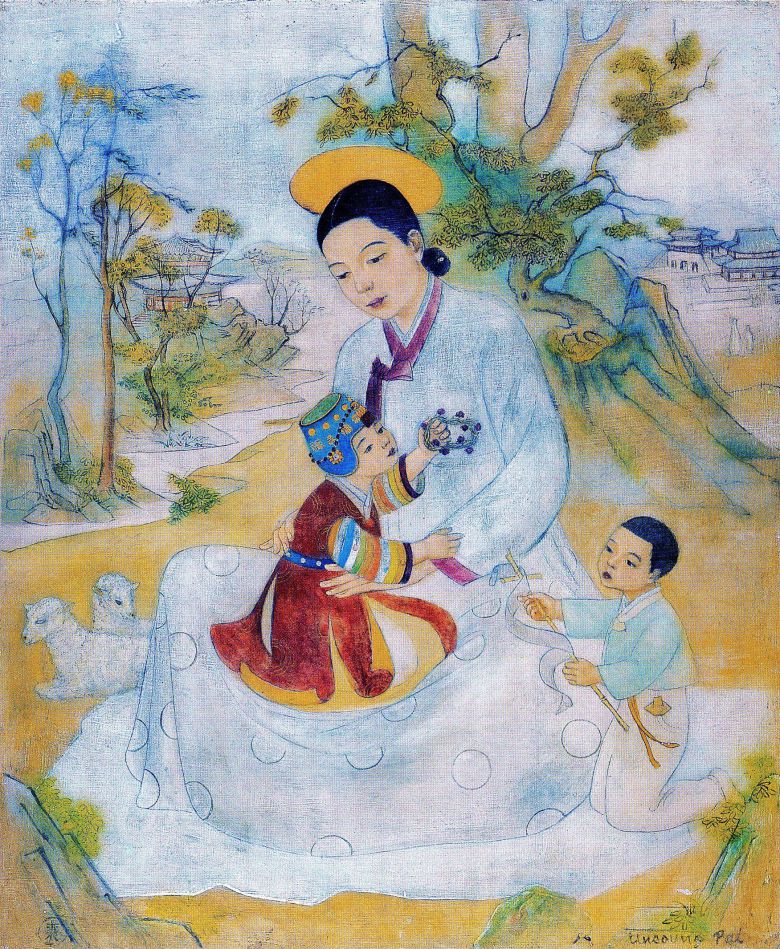 배운성 ‘성모자상’(1930년대). 서양 기독교의 전형적인 도상인 ‘성모자’의 한국식 버전이다. /대전프랑스문화원 제공