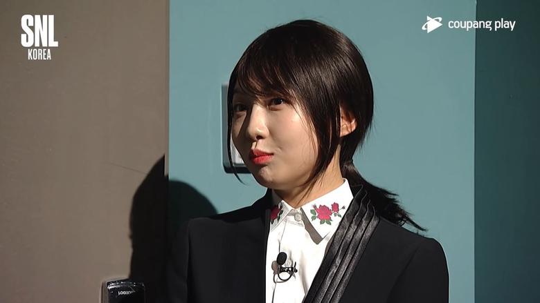 주현영이 윤석열 후보 아내 김건희씨를 패러디한 모습. /SNL 코리아 유튜브