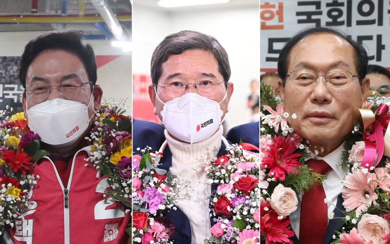 국민의힘 청주 상당 정우택,안성 김학용, 무소속 대구 중 남구 임병헌 국회의원 당선자