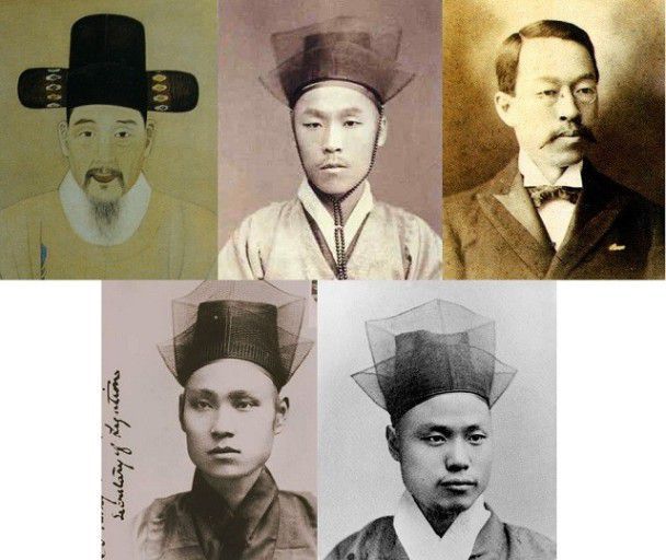 연암 박지원(朴趾源)의 손자인 박규수는 유연하고 실용주의적인 사고방식의 소유자였다. 우의정에서 물러난 뒤 그는 1874년부터 생을 마감할 때까지 3년간 지금의 헌법재판소 본관 옆에 있던 자기 집에 사랑방을 열어 젊은 세대들을 모아 가르쳤다. 10대 중반인 박영효부터 20대 중반의 김옥균·서광범·유길준과 30대의 김홍집, 40대의 오경석·유대치 등이 그의 사랑방에서 공부했다. 박규수(사진 왼쪽 위)부터 시계 방향으로 김옥균, 박영효, 홍영식, 서광범. 이들은 구한말 개화파의 중심이었다.