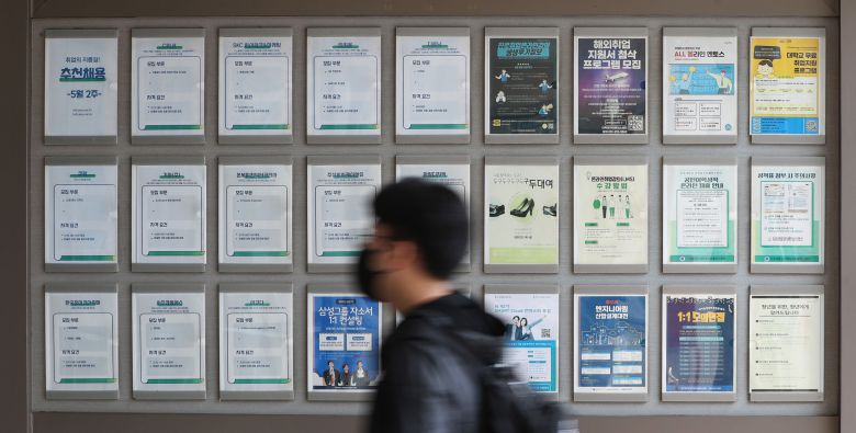 8월 취업자 수가 1년 전보다 80만명 넘게 늘어나면서 22년 만에 가장 큰 증가 폭을 기록했다. 다만 증가 폭은 3개월 연속 둔화됐다. 사진은 16일 오전 경기 수원시의 한 대학 취업게시판 모습. /뉴스1
