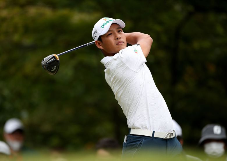 문도엽이 25일 경북 칠곡 파미힐스 컨트리클럽에서 열린 KPGA 코리안투어 DGB금융그룹 오픈 4라운드 2번홀에서 드라이버 티샷을 하고 있다./KPGA