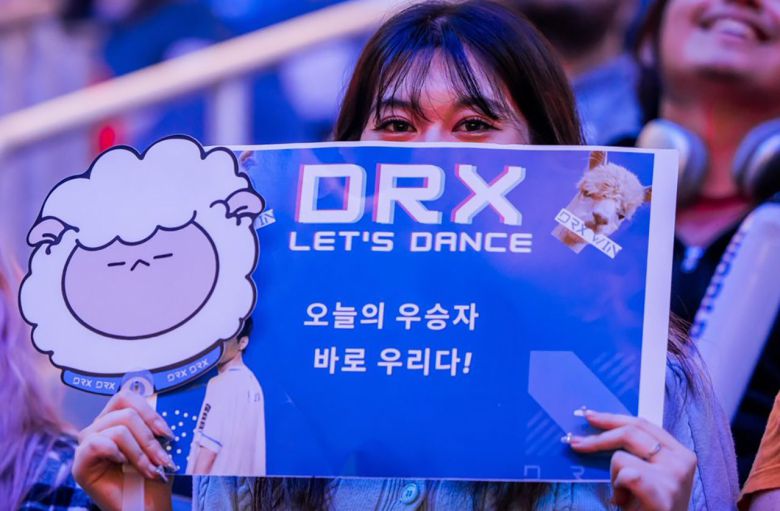 지난달 5일 열린 ‘롤드컵’ 결승전에서 별명이 알파카인 데프트를 응원하는 팬의 모습. / LoL Esports 트위터