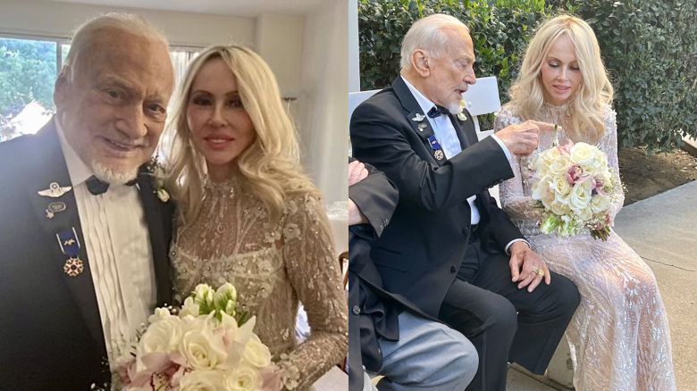 인류 최초로 달에 착륙한 미국의 전 우주비행사 버즈 올드린(93)이 네 번째 결혼식을 올렸다. /버즈 올드린 트위터