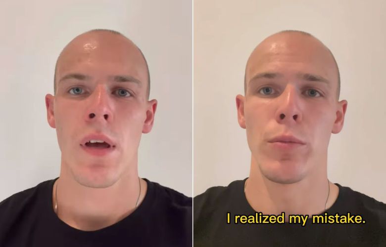 인도네시아에서 신성시되는 아궁산에서 바지를 내린 채 사진찍은 러시아 관광객 유라가 인스타그램에 사과 영상을 올렸다. /인스타그램