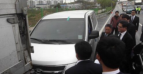 2014년 발생한 교통사고 현장검증 당시 모습. /연합뉴스